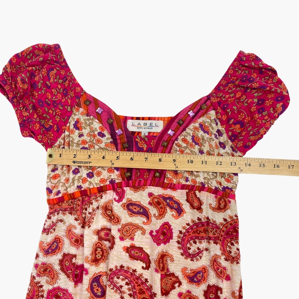 Label Ritu Kumar Pink Floral Print Sleeve Top - Picture 7 of 8